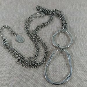 Cookie Lee Silver Tone Double Chain Necklace
